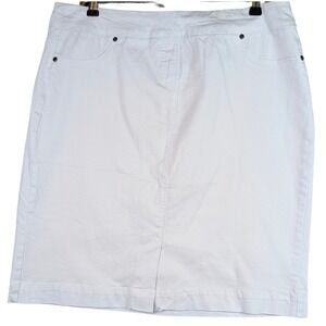 Slim‎ Station by Multiples Skirt Womens 16 White Denim Pencil Stretch Minimalist